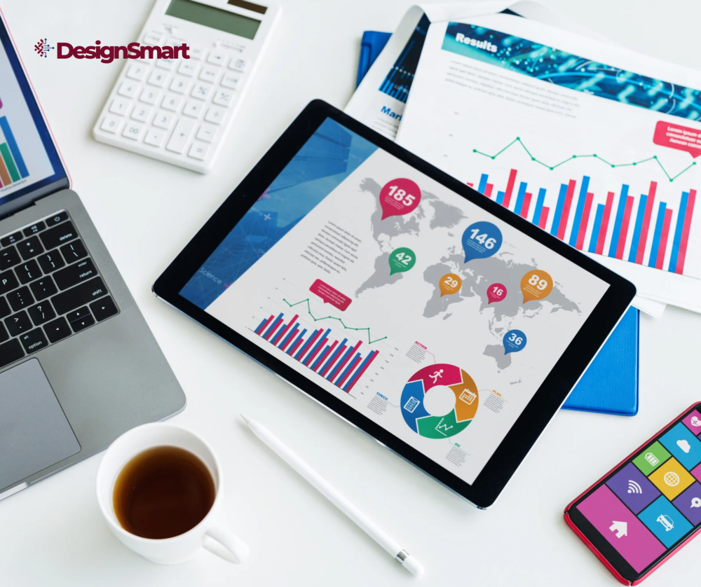 Analytics on a tablet, laptop and printed reports